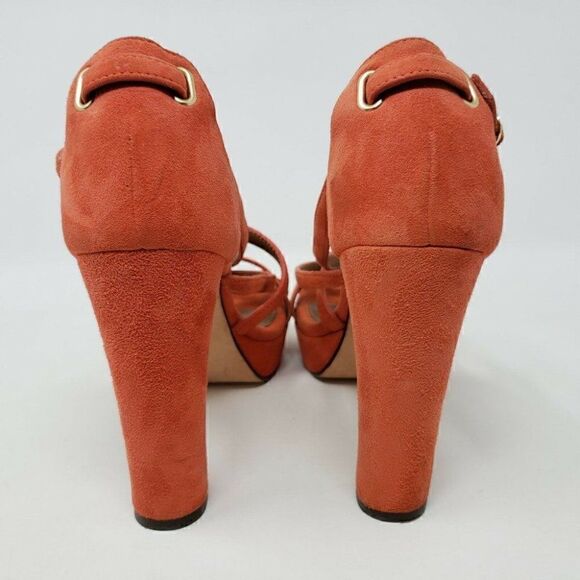TILA MARCH ORANGE SUEDE PLATFORM HEELS 7 EUR 38 - Picture 4 of 9